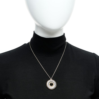 DAVID YURMAN Sterling Silver 18K Yellow Gold Cable Disc Necklace