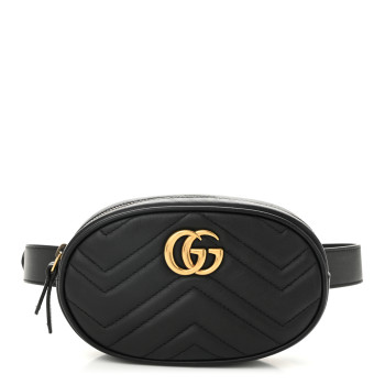 GUCCI Calfskin Matelasse GG Marmont Belt Bag 75 30 Black