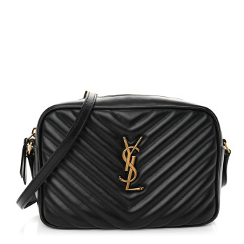 SAINT LAURENT Calfskin Matelasse Monogram Lou Camera Bag Black