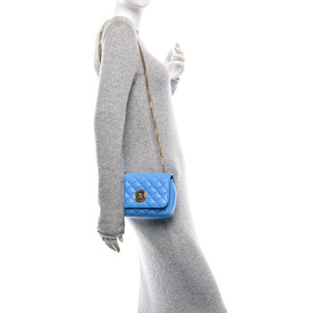 VERSACE Nappa Quilted Small Medusa Chain Crossbody Blue