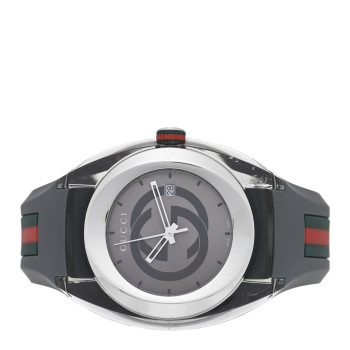 GUCCI Stainless Steel Rubber 46mm Sync Web Quartz Watch Grey