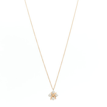 TIFFANY 18K Rose Gold Platinum Diamond Schlumberger Lynn Pendant Necklace