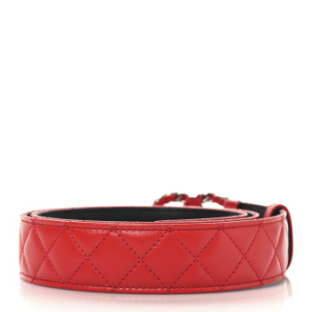 CHANEL Caviar Quilted CC Chain Belt 85 34 Red