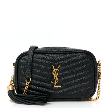 SAINT LAURENT Grain De Poudre Matelasse Monogram Mini Lou Camera Bag Black