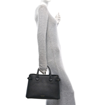 BURBERRY Derby Calfskin House Check Medium Banner Tote Black