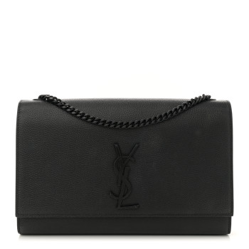 SAINT LAURENT Grain De Poudre Medium Classic Monogram Monochrome Kate Satchel Black