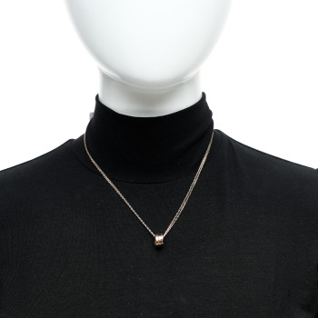 CARTIER 18K White Pink Gold Diamond Three Ring LOVE Pendant Necklace