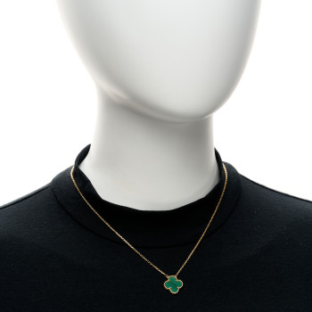 VAN CLEEF & ARPELS 18K Yellow Gold Malachite Vintage Alhambra Pendant Necklace