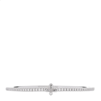 TIFFANY 18K White Gold Diamond Fleur De Lis Bangle Bracelet