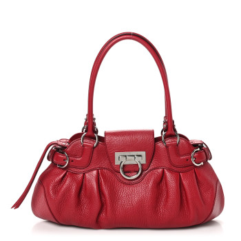 SALVATORE FERRAGAMO Calfskin Amerena Shoulder Bag Red