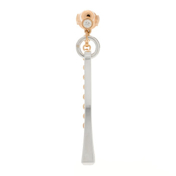 HERMES 18K Rose Gold Sterling Silver Mix and H Single Dangle Earring