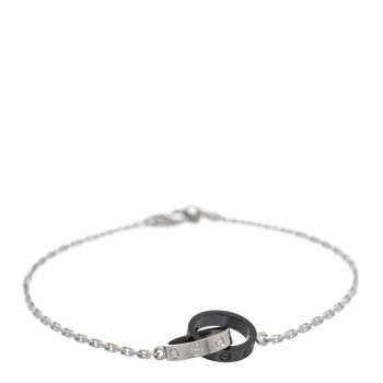 CARTIER 18K White Gold Black Ceramic Interlocking LOVE Bracelet