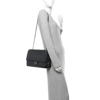 CHANEL Aged Calfskin Quilted 2.55 Reissue 227 Flap Dark Grey
