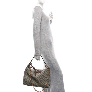 GUCCI GG Supreme Monogram Large Linea A Hobo Light Brown