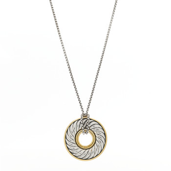 DAVID YURMAN Sterling Silver 18K Yellow Gold Cable Disc Necklace