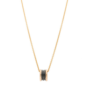 BULGARI 18K Rose Gold Black Ceramic B.Zero1 Pendant Necklace