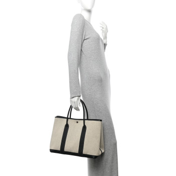 HERMES Toile Negonda Garden Party 36 MM Tote Black Ecru