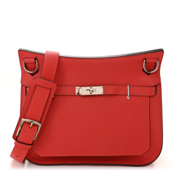 HERMES Taurillon Clemence Jypsiere 28 Rouge Pivoine