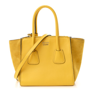 PRADA Glace Calfskin Suede Twin Pocket Tote Sole