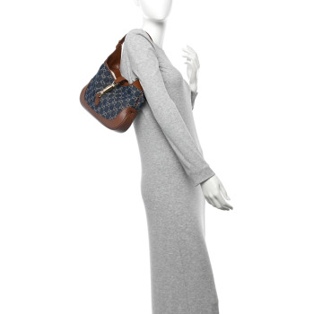 GUCCI New Denim GG Monogram Calfskin Small Jackie 1961 Hobo Blue Tea Cuir