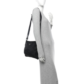 PRADA Nylon Vela Flat Messenger Bag Black
