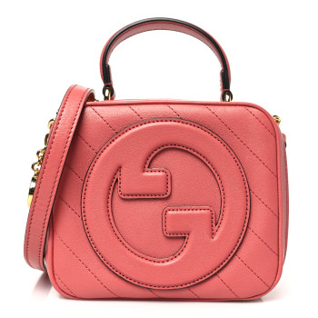 GUCCI Sakai Be Green Calfskin Diagonal Stitched Blondie Top Handle Bag Pink