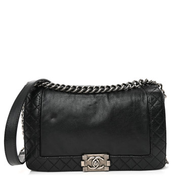 CHANEL Calfskin New Medium Boy Reverso Flap Black