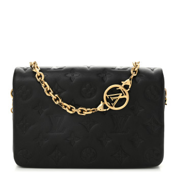 LOUIS VUITTON Lambskin Embossed Monogram Pochette Coussin Black