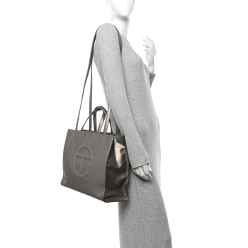 TELFAR Metallic Vegan Leather Medium Shopping Bag Bronze