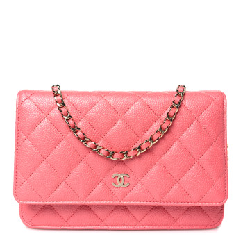 CHANEL Caviar Quilted Wallet on Chain WOC Pink