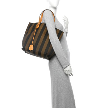 FENDI Jacquard Calfskin Pequin All In Shopper Tote Tobacco Yellow
