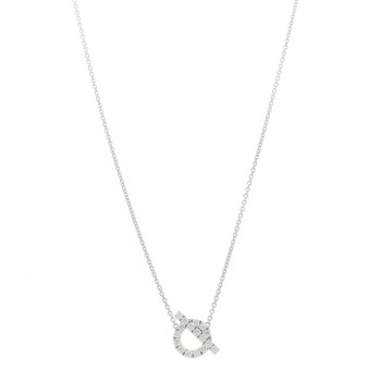 HERMES 18K White Gold Diamond Finesse Pendant Necklace
