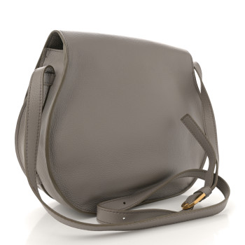 CHLOE Grained Calfskin Medium Marcie Saddle Bag Cashmere Grey