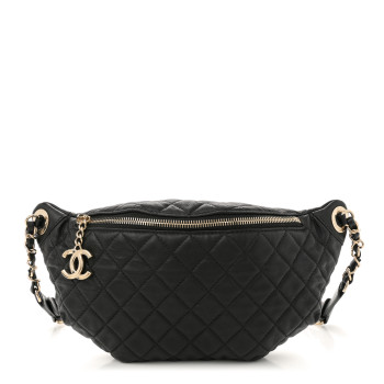 CHANEL Calfskin Quilted Banane Waist Bag Fanny Pack Black