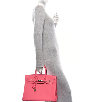 HERMES Epsom Horseshoe Birkin 35 Rose Azalee Malachite