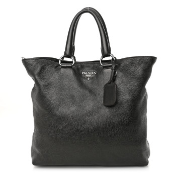 PRADA Vitello Daino Shopping Tote Piombo Mordore