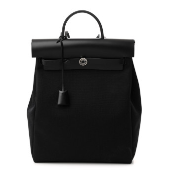 HERMES Military Toile Vache Hunter Herbag a Dos Zip Retourne Backpack Black