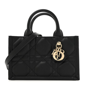 CHRISTIAN DIOR Calfksin Macrocannage Mini Book Tote Black