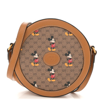 GUCCI X DISNEY Mini Vintage GG Supreme Monogram Mickey Mouse Round Shoulder Bag Beige Vintage Sun Oil
