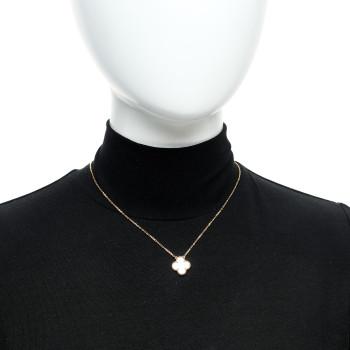 VAN CLEEF & ARPELS 18K Yellow Gold Mother of Pearl Vintage Alhambra Pendant Necklace