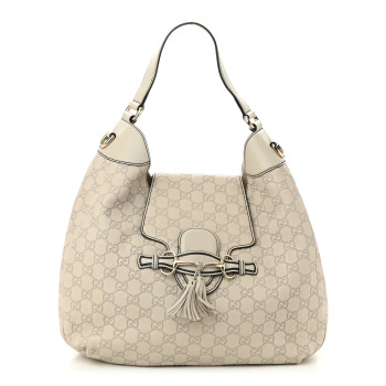 GUCCI Guccissima Signature Medium Emily Hobo Mystic White