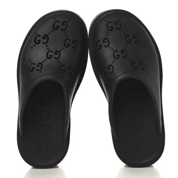 GUCCI Rubber GG Monogram Perforated Elea Platform 55mm Lug Sole Sandals 36 Black