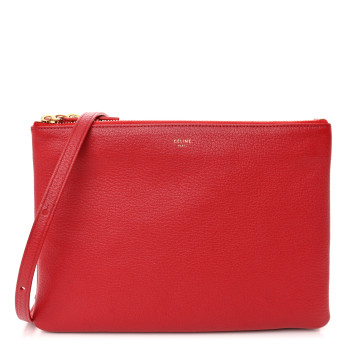 CELINE Lambskin Large Trio Crossbody Bag Red