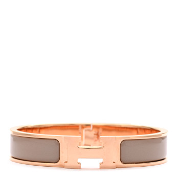 HERMES Enamel Narrow Clic Clac H Bracelet PM Marron Glace