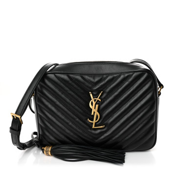 SAINT LAURENT Calfskin Matelasse Monogram Lou Camera Bag Black