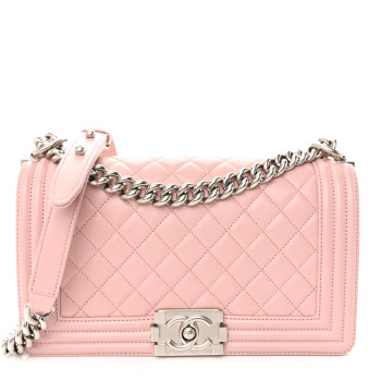 CHANEL Calfskin Quilted Medium Boy Flap Light Pink