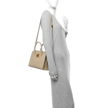 CHRISTIAN DIOR Grained Calfskin Medium St. Honore Tote Beige