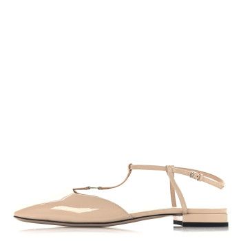 GUCCI Vernice Crystal Double G Ballet Flat 41 Skin Rose