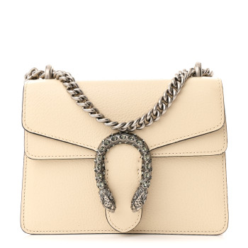 GUCCI Textured Calfskin Crystal Mini Dionysus Shoulder Bag Mystic White