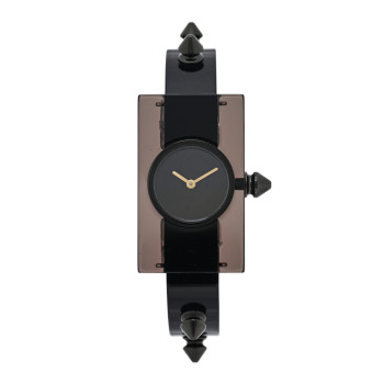 GUCCI Stainless Steel Plexiglass 24mm Vintage Web Quartz Watch Black
